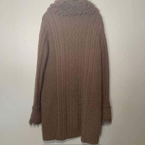 Jillian Jones Luxury 100% Lambswool Boho Lagenlook Duster Brown Cardigan  Size L - Picture 7 of 8
